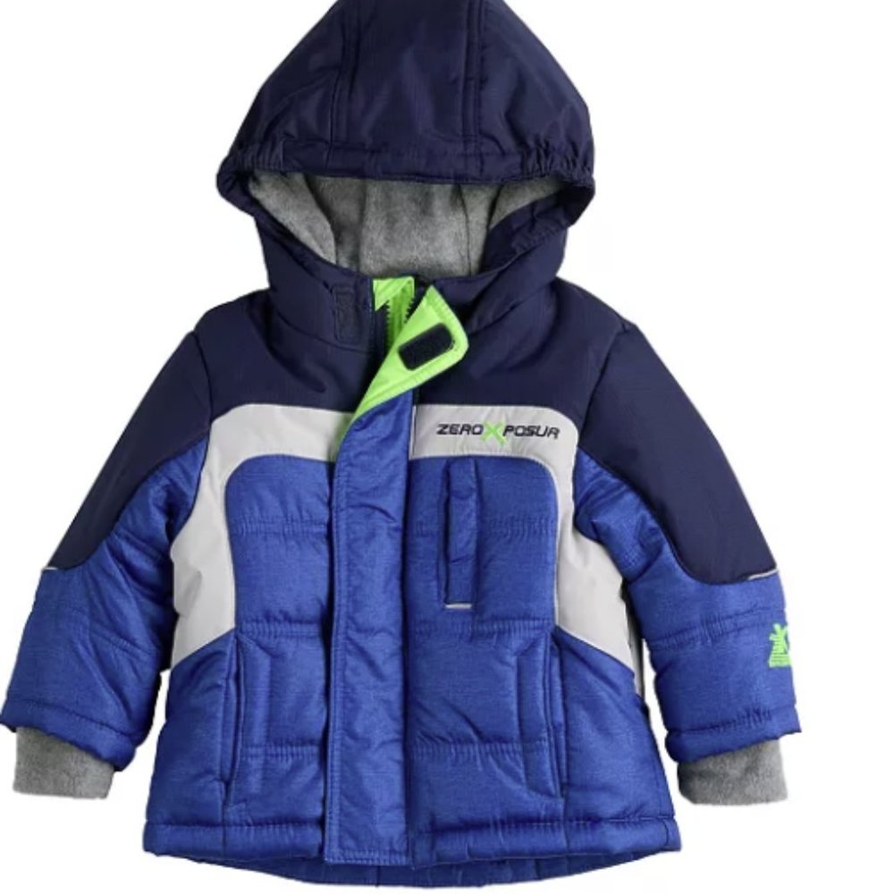 BABY BOY ZEROXPOSURE HEAVYWEIGHT COLORBLOCK PUFFER COAT SIZE 24M #K95